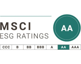 在MSCI ESG評級中獲得「AA」級的整體評級